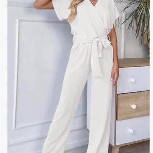 Elegant White Jumpsuit Bride Bachelorette